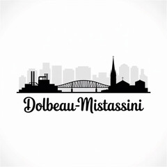 Naklejka premium ‎Dolbeau-Mistassini Skyline Silhouette — A Northern Quebec Industrial Town Vector Illustration