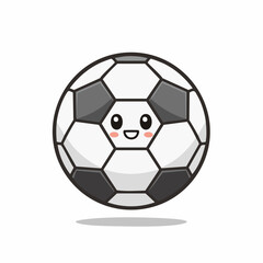 Obraz premium Adorable soccer ball character with a sweet smile, perfect for kids' designs, sports themes, and playful projects needing a touch of fun, originally vector