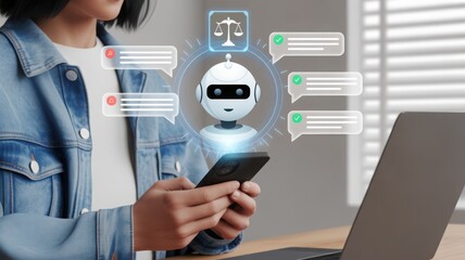 An innovative scene of AI chatbot assisting with legal matters