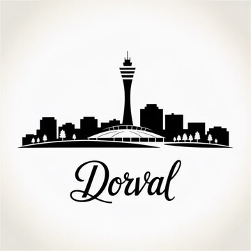 &lrm;Dorval Quebec Skyline Silhouette &mdash; The Canadian Gateway City Near Montr&eacute;al International Airport Vector Illustration