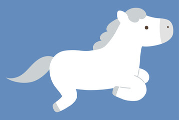 かわいい白馬のベクターイラスト。干支、十二支、ゆるい、うま、午年、年賀状	
