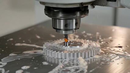 Technician operating a CNC machine focusing on the exact milling of a prototype part showcasing high accuracy in digital manufacturing technology.