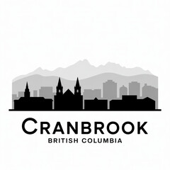 Obraz premium ‎Cranbrook British Columbia Skyline Silhouette — A Mountain Gateway City in the Kootenays Canada Vector Illustration