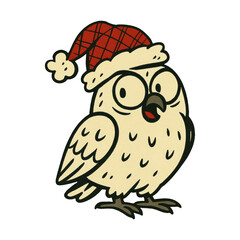 PNG Festive owl wearing Santa hat
