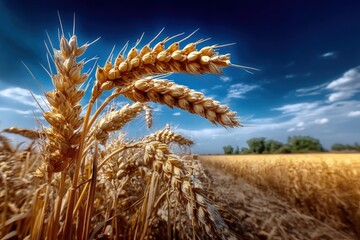 Obraz premium Golden Wheat Field Under a Dramatic Sky: Agriculture, Harvest, and Rural Landscape Photography