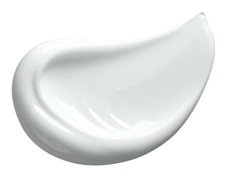 Smooth, white cosmetic cream swatch on black