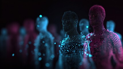 Abstract Digital Crowd: Conceptual Representation of Technology, Data, and Human Networks in a Cyberpunk Aesthetic