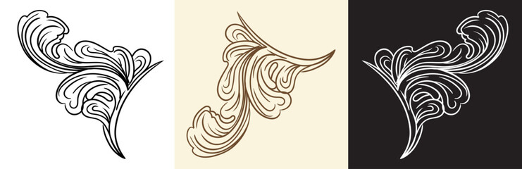 Acanthus leaves twisted retro design element vector illustration