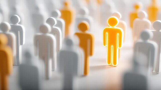 Illustrative Representation of Standing Out From the Crowd: Unique Individual among Many