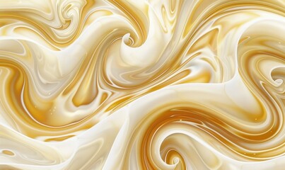 Abstract swirl of gold and white paint texture background art
