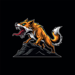 Graphic vector illustration of a fierce fox in esports mascot style, © samsul