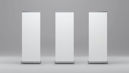 Clear rollup banner design mock up. Empty roller sign board template stand.3d illustration