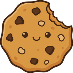 Cute Kawaii Bitten Chocolate Chip Cookie Mascot