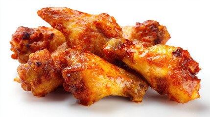 Crispy chicken wings are arranged neatly showcasing their golden-brown texture and a savory glaze that adds a mouthwatering appeal perfect for sharing at gatherings.