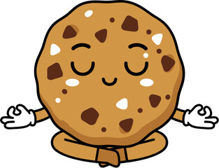 Cute Cookie Mascot Meditating in Lotus Pose