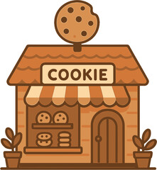 Cute Cookie Bakery Shop Storefront Icon
