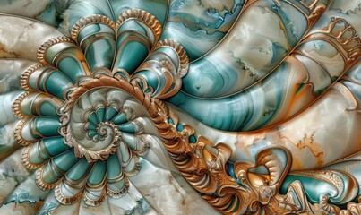 Intricate ornamental design with marble texture and metallic accents art