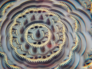 Iron gear in lights reflections