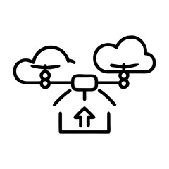 Drone connecting to the cloud, representing technological innovation and connectivity.