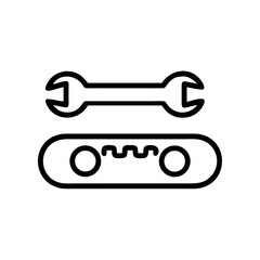 Simple line art of a wrench and a level, essential tools for various tasks, designed for clarity and impact.