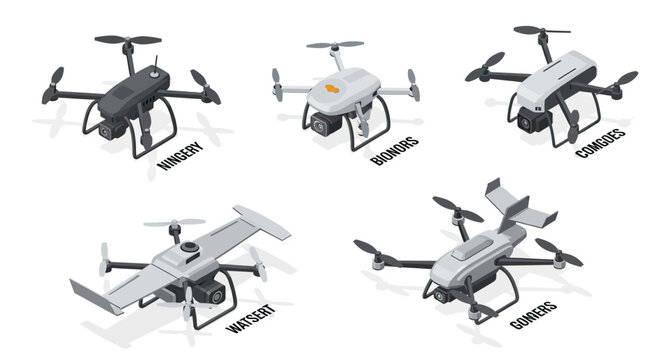 Collection of Modern Drones for Aerial Photography.