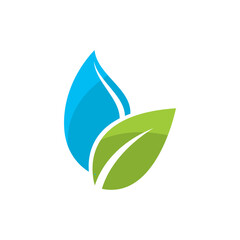 leaf and water logo vector icon