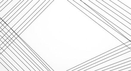 Abstract geometric pattern with converging black lines on a clean white background, creating a minimalist design.