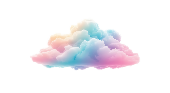 Pastel rainbow cloud for dreamlike dreamy concept isolated PNG with Transparent Background