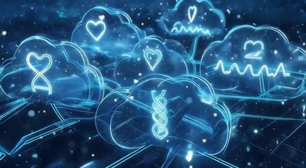 Modern digital health network with glowing cloud data connection, showcasing innovative healthcare - Powered by Adobe