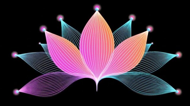 Abstract lotus flower illustration against black background
