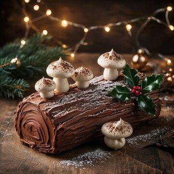 Classic B&ucirc;che de No&euml;l Yule Log Cake  French Christmas Dessert