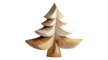 Wooden carved christmas tree ornament with natural finish