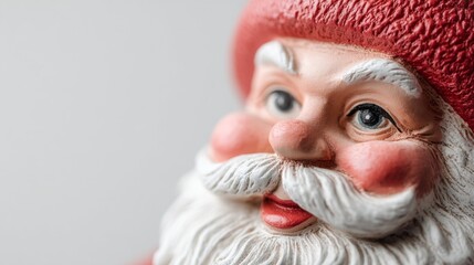 Close-up of santa claus figurine with red hat and white beard