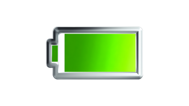 Green full battery icon on transparent background