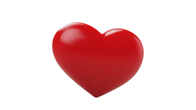 Shiny red heart shape on transparent background