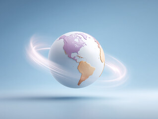 Visual representation of Earth with spinning motion and soft pastel background