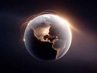 Shining connections across the globe showcasing the illuminated continents from space at night