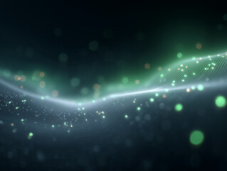 Colorful abstract waves of light and particles create a mesmerizing digital landscape in a dark space