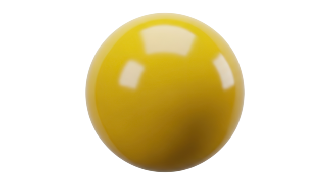 Bright Yellow Billiard Ball on White Background.