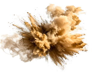 Powerful, colorful dust explosion against a black background