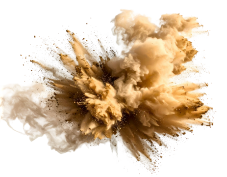 Powerful, colorful dust explosion against a black background