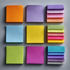 Fototapeta premium Colorful Sticky Notes in Creative Arrangement on Grey Background