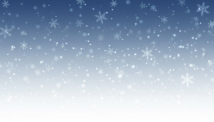 Winter background with blue gradient and floating snowflakes creating peaceful snowy scene