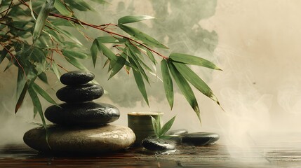 Naklejka premium Spa therapy background with bamboo and aromatherapy