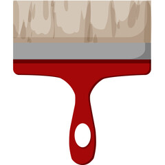 Flat Paint Brush With Red Handle And White Bristles On A Transparent Background Simple Illustration Of A Painting Tool For Arts And Crafts