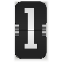 Flip Calendar Style Number One With Black Background and White Digit Display