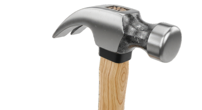 Closeup of Hammer with Wooden Handle and Metal Head.