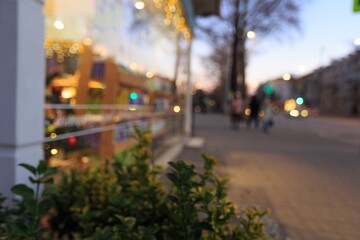 Christmas empty city street with light