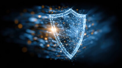 Protecting Data With a Shield Icon on a Secure Global Network in the Context of Cyber Security and Advanced Technology