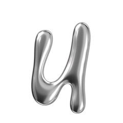 Y2K Groovy Chrome Letter U
